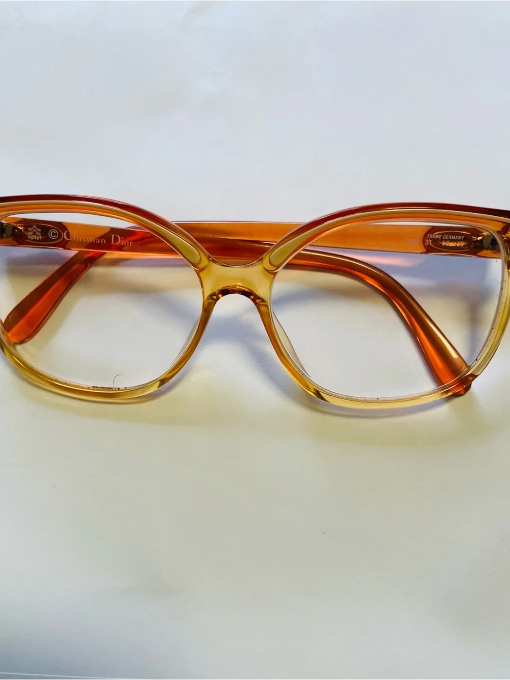 Vintage Dior Amber-to-Honey Gradient Cat-Eye Glasses
